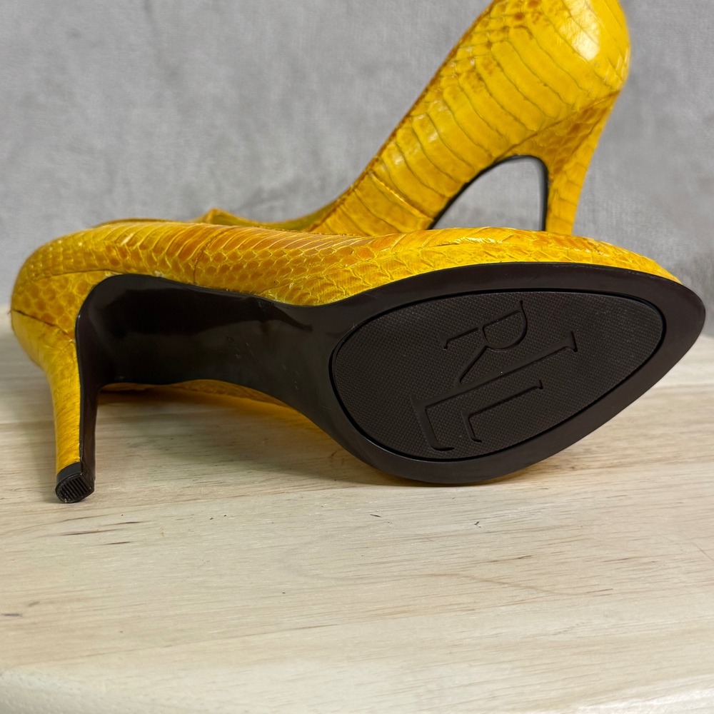 Lauren Ralph Lauren Kailee Yellow Snakeskin Embossed Leather Platform Pumps 5.5B - Picture 11 of 16